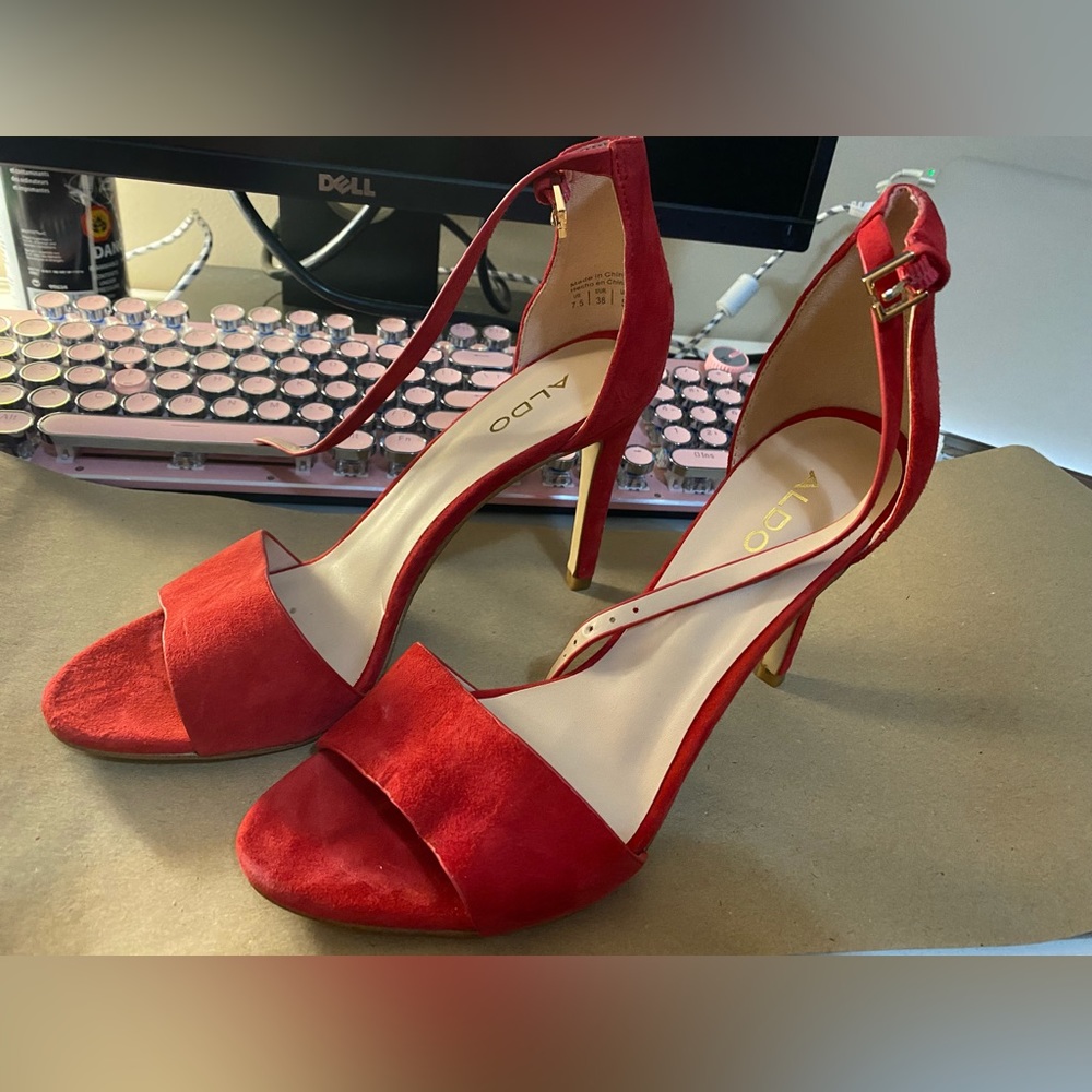Red sandal heels